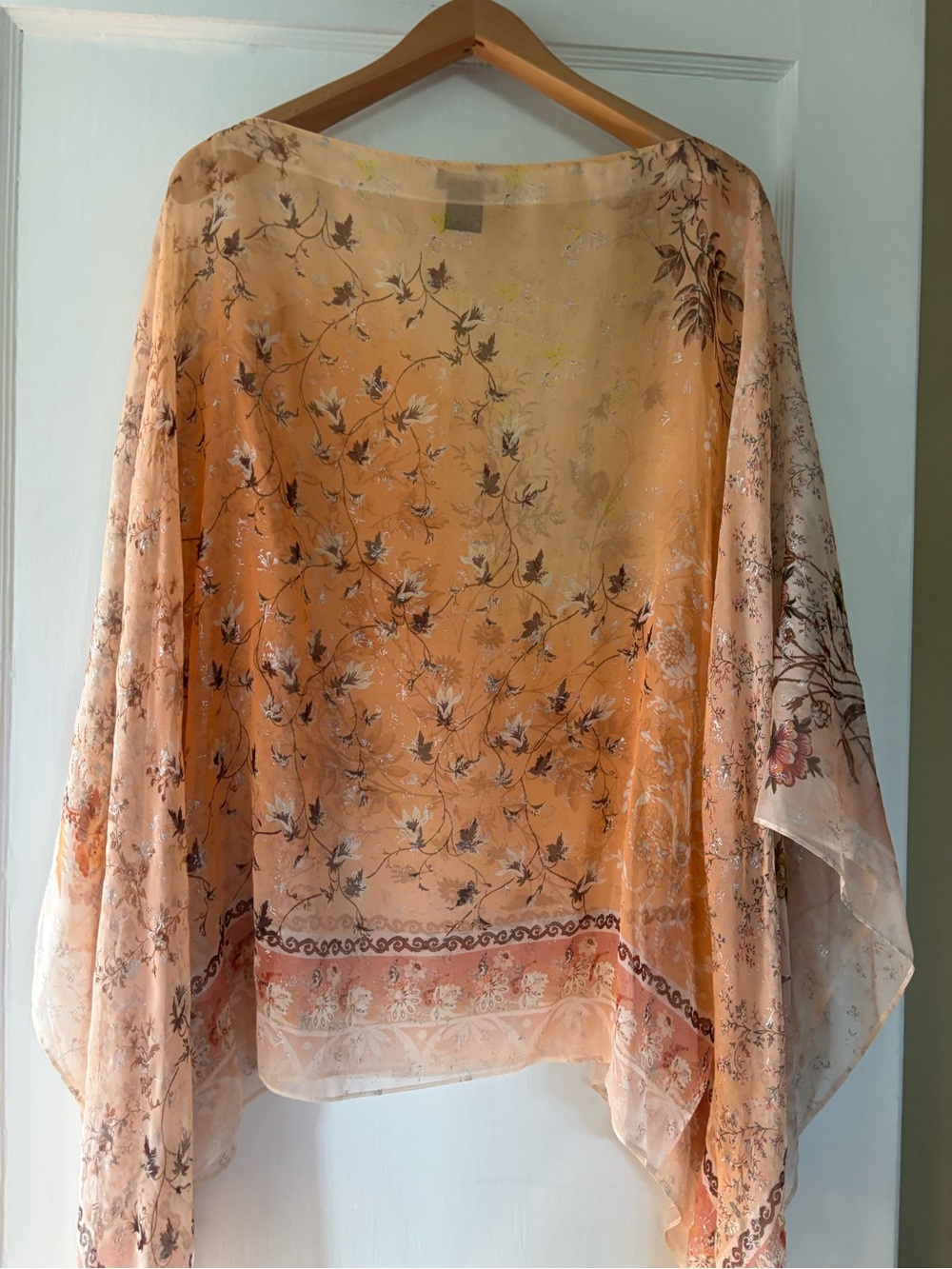 Etro Peach Floral Sheer Tunic with Metallic Accents - Picture 5 of 6